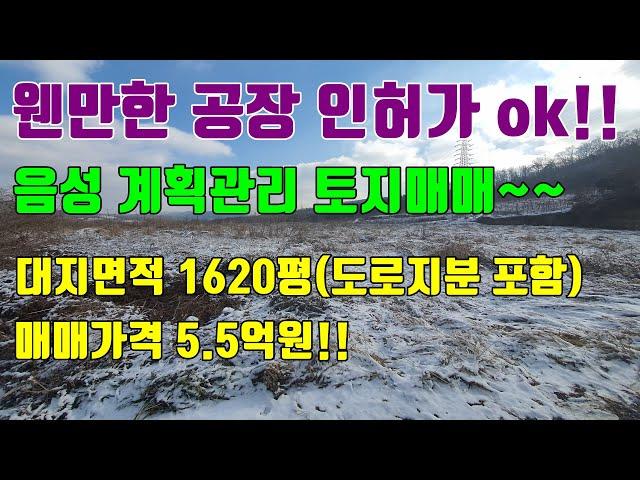 [음성공장부지매매] 공장인허가 웬만하면 ok!! / 계획관리 1600평 음성토지매매 / 매매가격 5.5억원