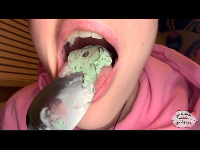 Up Close Eating Ice Cream | #ASMR | #MessyEating | Food Shown