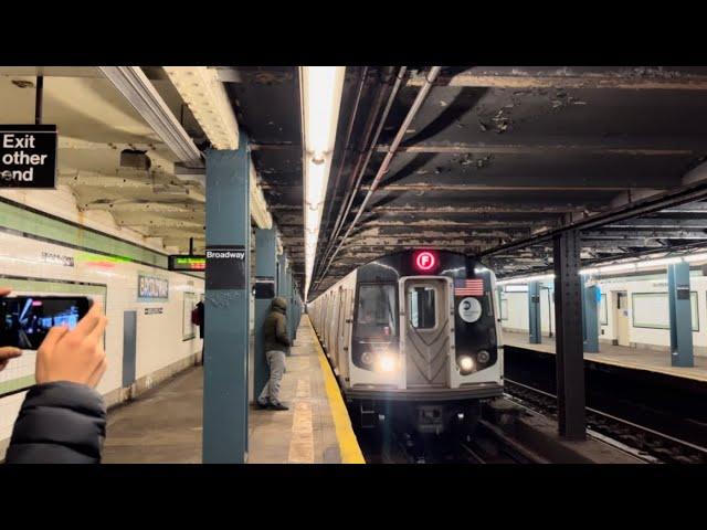 RARE NYCT IND: Coney Island bound R160A F train Via Crosstown at Broadway