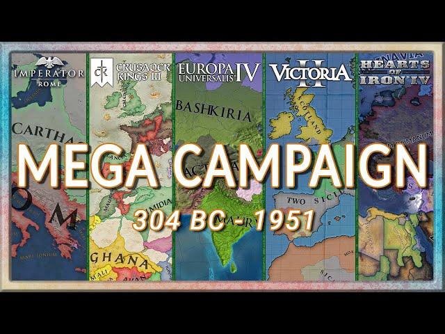 Imperator: Rome [Barbaricum] to CK3 to EU4 to Vic2 to HOI4 - Mega Campaign Timelapse - 304BC to 1951