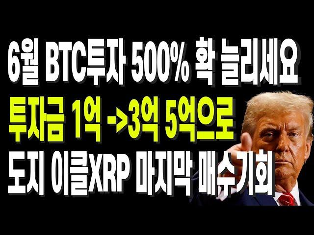 6월 BTC투자 500% 확 늘리세요 투자금 1억에서 3억 5억으로 도지 이클XRP 마지막 매수기회