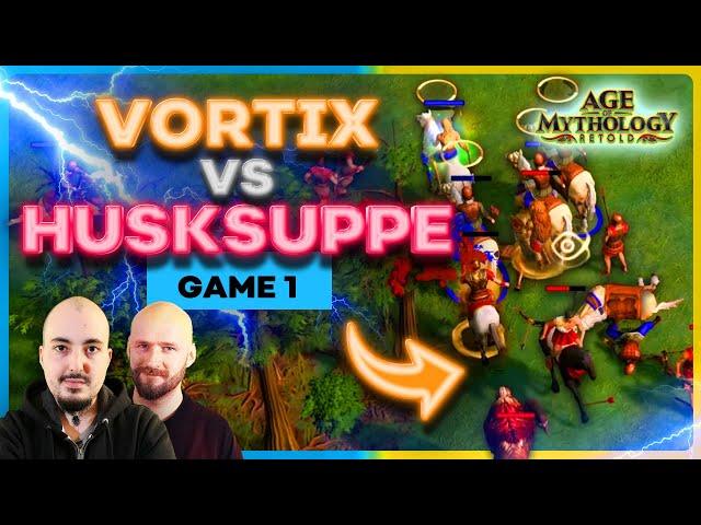 Husksuppe vs Vortix Pro 500$ Underworld Showdown! Game 1! Age Of Mythology: Retold 4k!