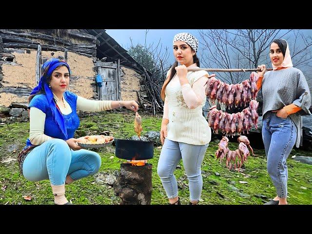 Rural Life of Iran : Crafting Traditional   Fesenjoon Quail on a Swiss Stove