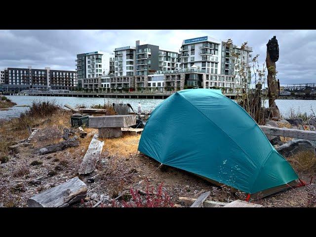 Camping In Front Of Luxury Apartments