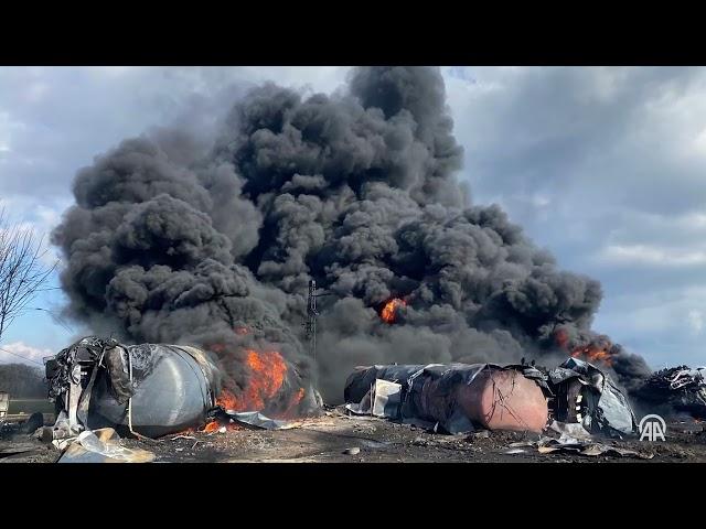 Massive fire breaks out in railway wagons carrying benzol in Czech Republic