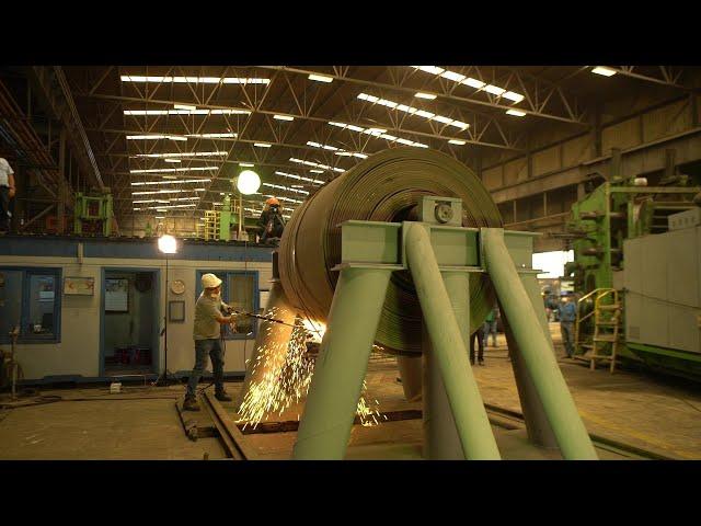 Steel coil opening video - Side view