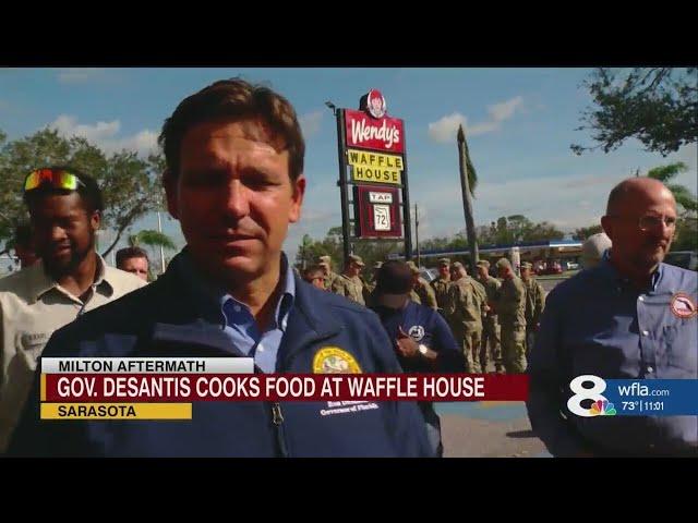 DeSantis helps Waffle House employees cook for first responders in Sarasota County