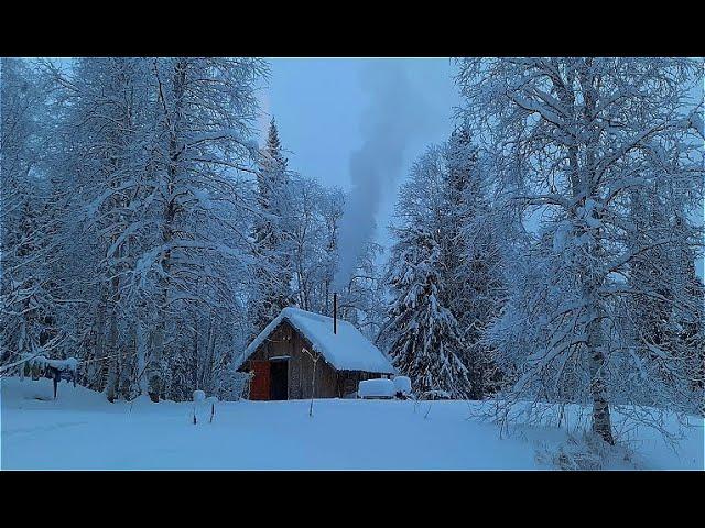 Дом в тайге. Зимняя рыбалка в сказочном лесу. Готовлю хариуса.