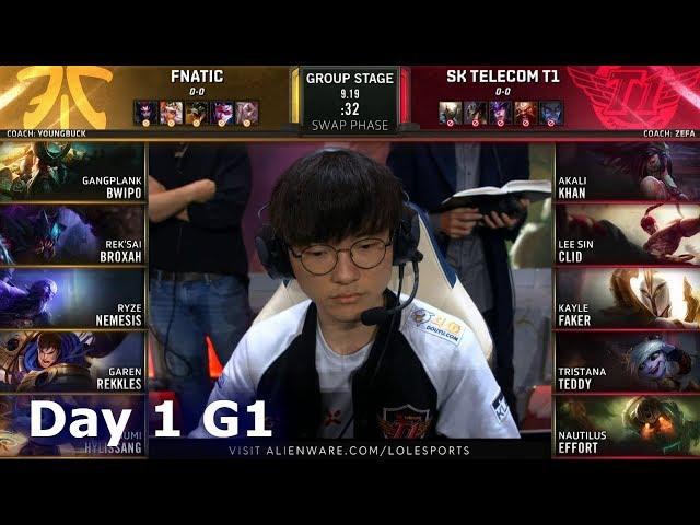 FNC vs SKT | Day 1 S9 LoL Worlds 2019 Group Stage | Fnatic vs SK Telecom T1 full VOD