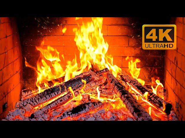 FIREPLACE 4K  Fireplace video with Burning Logs & Fire Sounds. Christmas Fireplace