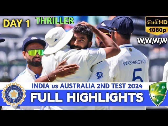 India vs Australia 2nd Test Day 1 Match Highlights | IND vs AUS 2nd Test Day 1 Highlights