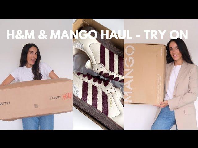 H&M AND MANGO HAUL 2024 AUTUMN TRY ON UK  FALL FASHION TRENDS | BURGUNDY ADIDAS SAMBAS & SUEDE