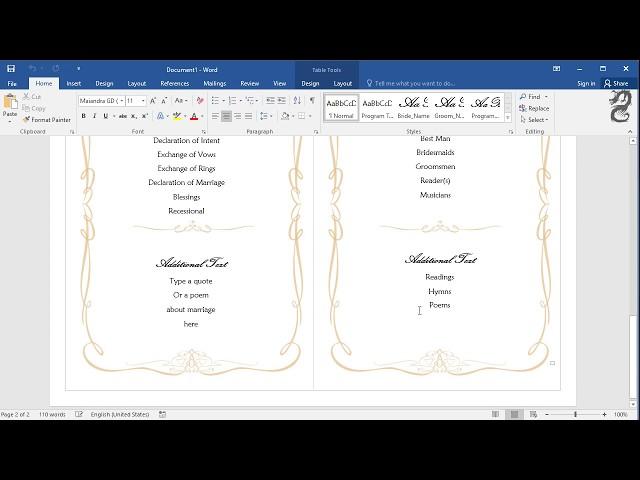 How to Make a Wedding Program in Word