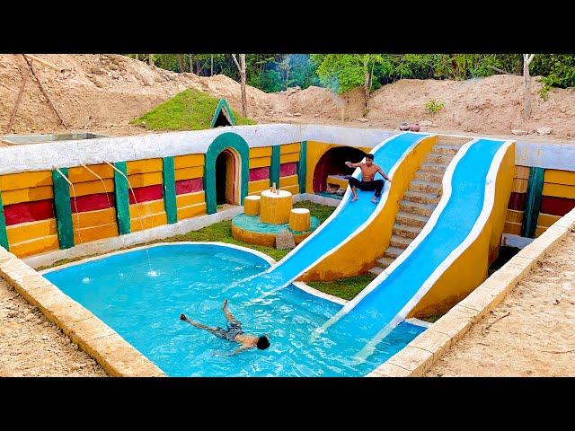 120 Days Building Underground House With Water Slide To Swimming Pool