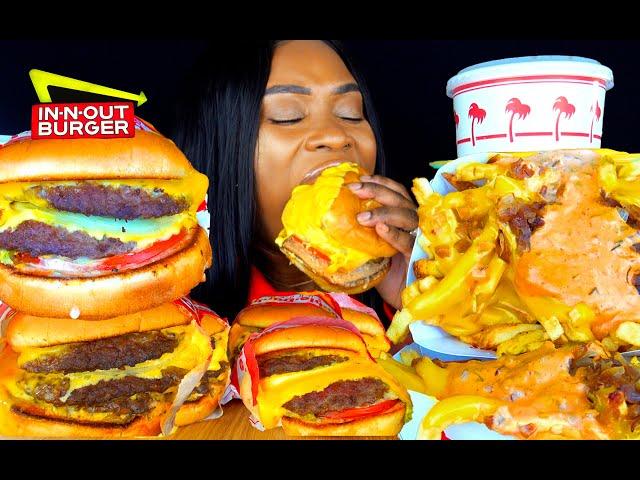 IN N OUT MUKBANG | CHEESE BURGER | ANIMAL STYLE FRIES EXTRA CHEESE  먹방 꿀벌 | ASMR EATING | ASMR FOOD