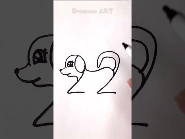 How to Draw a Dog from Numbers 22 Very Easy #art #drawing #shorts