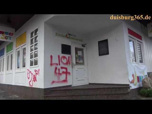 Sinnlose Schmierereien am Immersatt e.V. Gebaeude in Duisburg