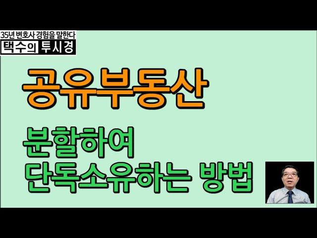 공유부동산, 분할하여 단독소유하는 방법