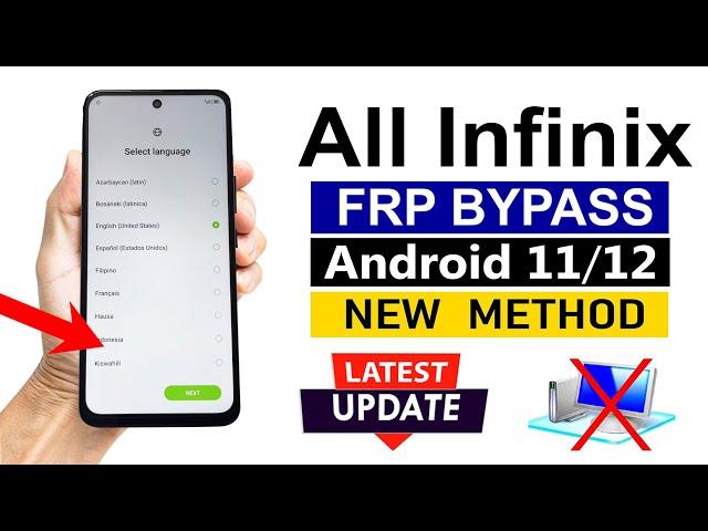 All Infiinix ANDROID 11/12 : Google/ FRP Bypass - No Google Play Services - (Without Pc)