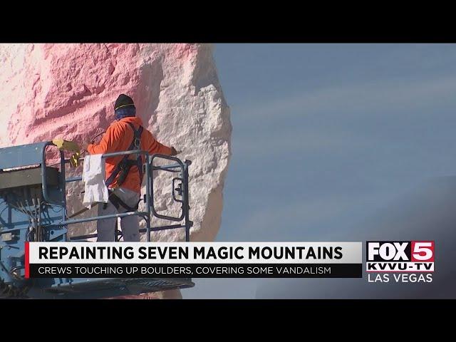 Crews restoring Seven Magic Mountains art installation south of Las Vegas