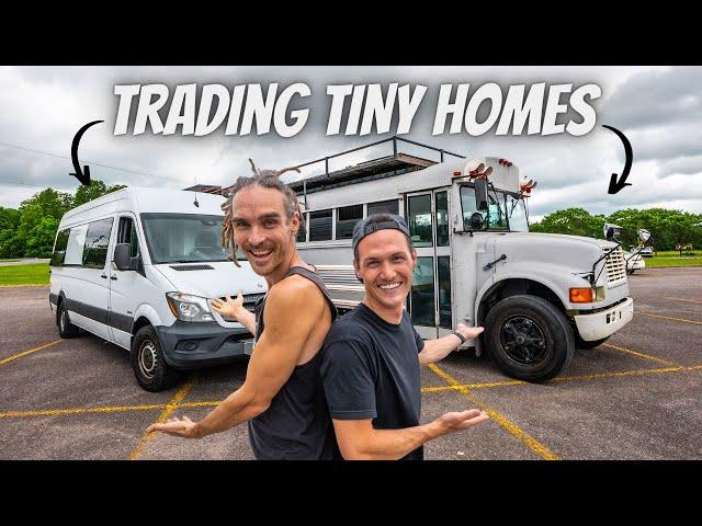 WE TRADED TINY HOMES FOR 24 HOURS! (van life vs bus life)