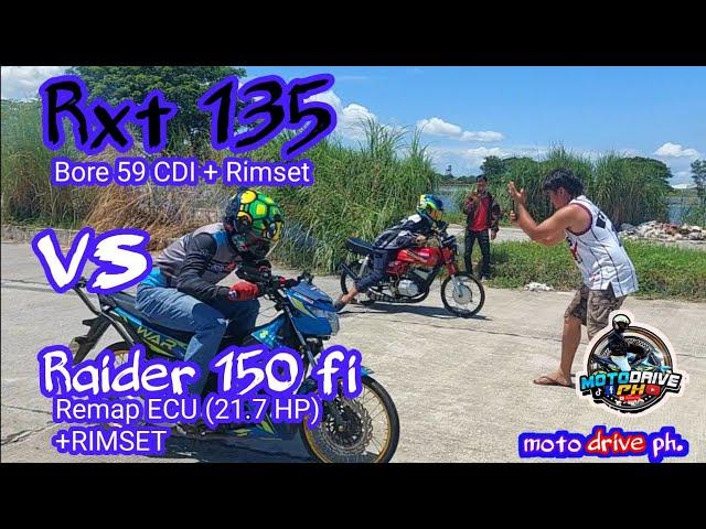 Rxt 135 (bore 59/carb +rimset)  vs    Raider fi (remap ECU 21.7hp+rimset)