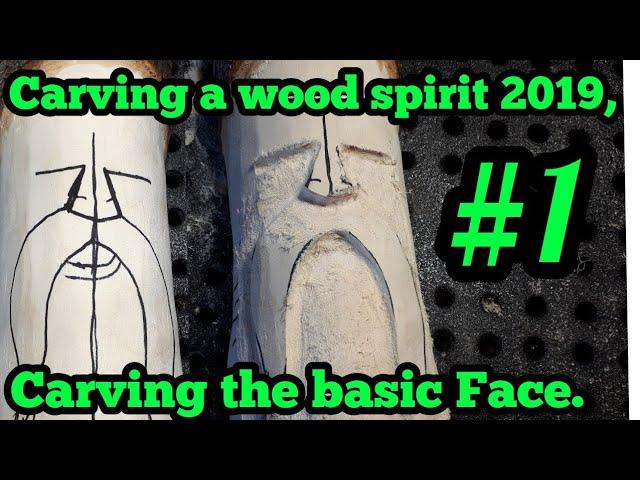 A detailed step by step carving a wood spirit series 2019, #1 drawing, carving basic shape spirit,