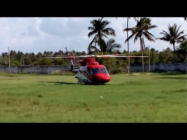 Despegue helicóptero del Gobernador del estado de Tabasco en playa de Fredy en Paraiso Tabasco