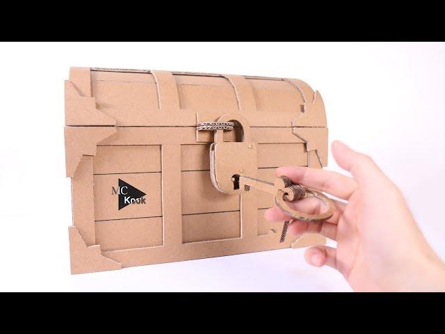 How to make Treasure Chest with a Lock - Cardboard DIY