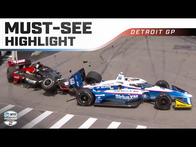 Felix Rosenqvist and Louis Foster crash hard in closing laps at Detroit | INDYCAR