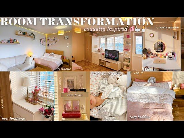 Transforming My Room into a Pinterest-Inspired Coquette style ️: Room Tour | Makeover | English