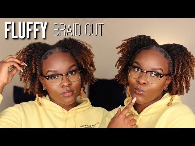 FLUFFY Braid Out On Natural Hair | Super Defined Curls | BRAID OUT & STYLE