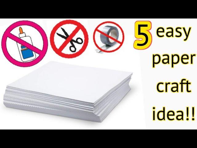 5 easy paper craft idea|Easy no glue paper craft|Easy paper craft without glue,tape and scissor