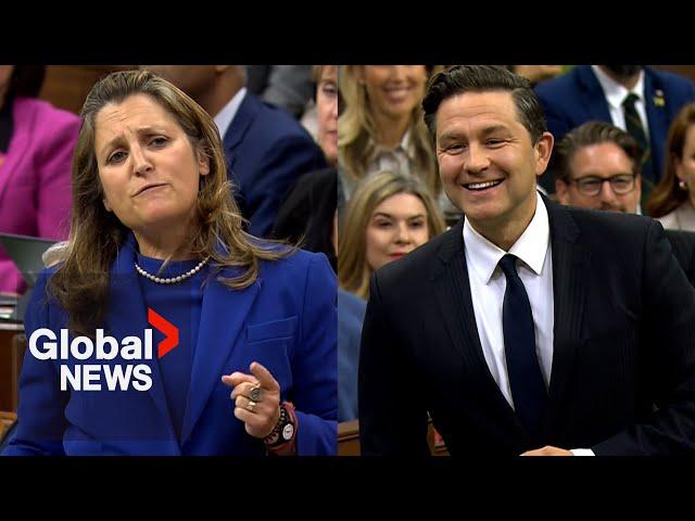 Poilievre “doesn’t even understand” how capital gains tax changes work, Freeland says