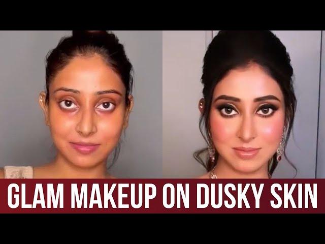 How to do Glam Makeup on Dusky skin @Sakshi Gupta Makeup Studio & Academy in simple steps