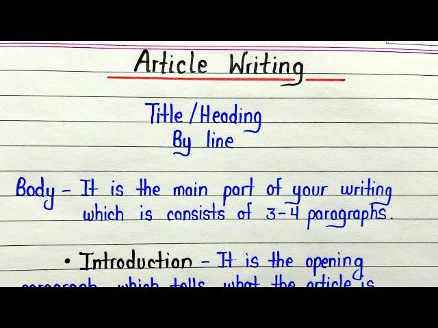 Article writing format || How to write article in english