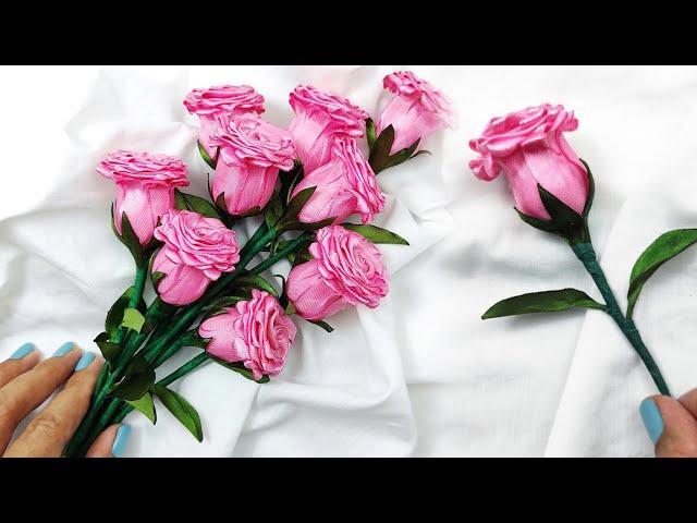 DIY satin ribbon roses/how to make beautifull rosebud flower with satin ribbon easily