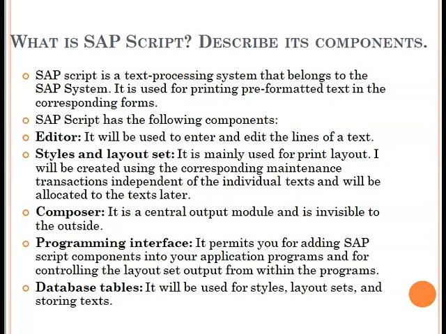 What is SAP Script? Describe its components