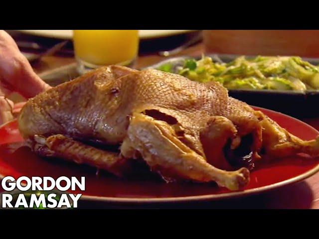 Crispy Roast Duck Pancakes with Black Bean Dipping Sauce | Gordon Ramsay