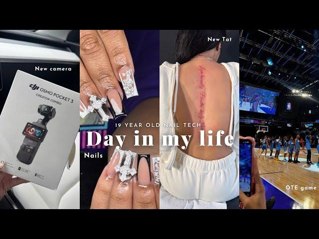 VLOG: Day In my Life as a 19 year old Nail Tech | New tattoo , New camera , Nails & More