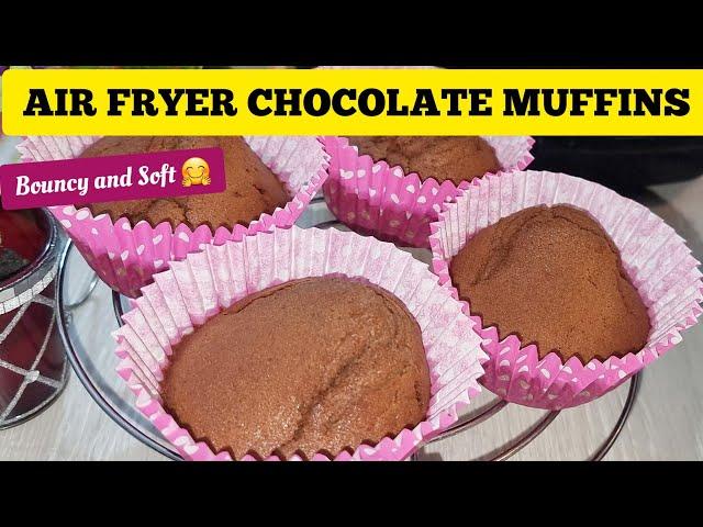 Perfect Air Fryer Chocolate Muffins Recipe. How to Bake easy  Cupcakes at home from scratch.