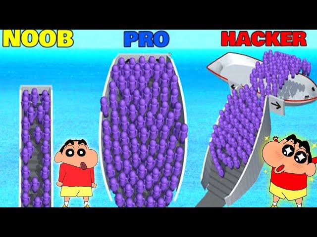 SHINCHAN and FRANKLIN Saving PEOPLE from DROWNING in ESCALATORS with CHOP | NOOB vs PRO vs HACKER