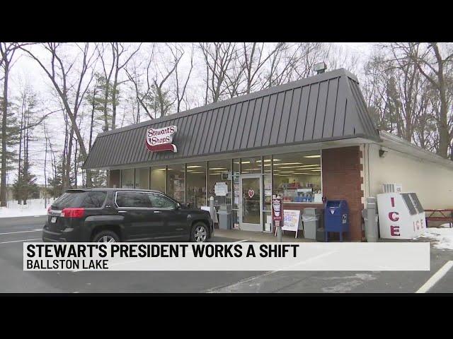 Stewart's Shops president works a shift