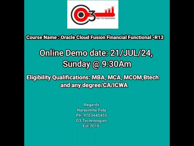 Oracle#Fusion#Cloud#Financials Functional Demo#o3technologies #Job Oriented #Training#Realtime#