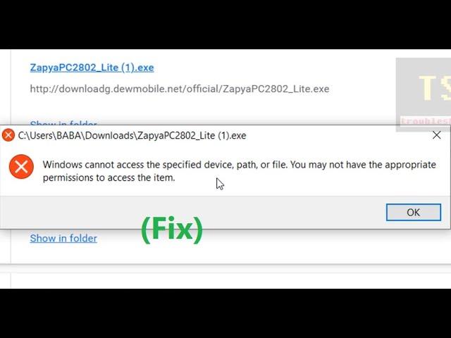 How to fix Windows cannot access the specified device, path, or file. Windows 10