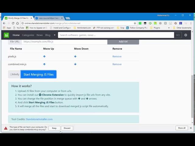 Merge Js files from computer or urls