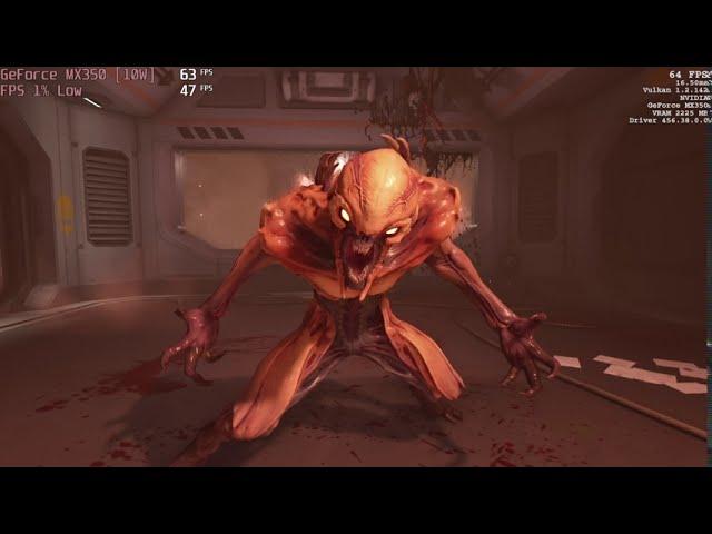  NVIDIA GeForce MX350 (10W) - DOOM gameplay benchmarks (1080p)
