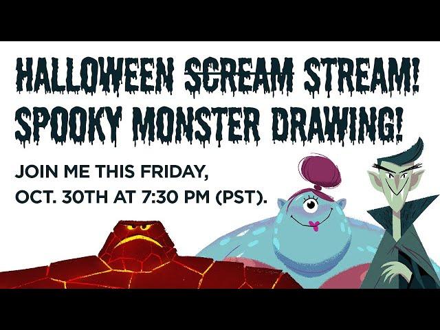 HALLOWEEN LIVE STREAM: Spooky Monster Drawing With Suggestions From Chat! ( live stream)