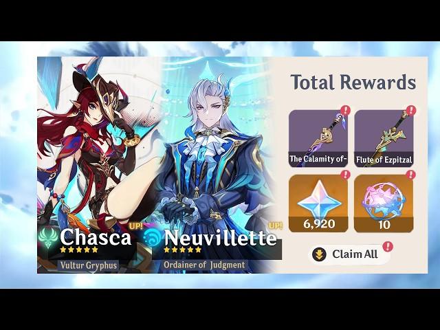 GOOD NEWS! 54 FREE PULLS IN 5.2 | CHASCA AND NEUVILLETTE | FREE WEAPONS - Genshin Impact