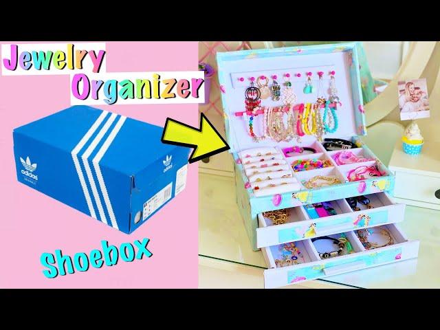 DIY - How to make Jewelry Organizer with waste Shoebox